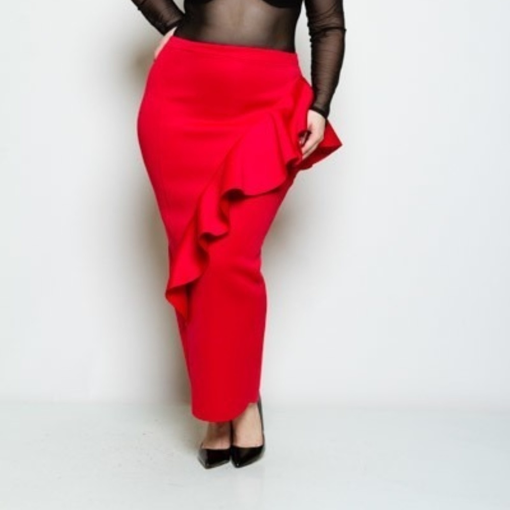 Gorgeous Red cascading ruffle skirt Plus size